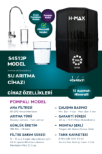 12 Litre Pompalı 15 Aşama Multi Mineralli 80 GPD Su Arıtma Cihazı HMAXS4512P - Görsel 2