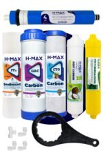 H-max 80 GPD HMAX Membranlı Açık Kasa Su Arıtma  Çift Karbonlu 6'lı Filtre Seti - 0039