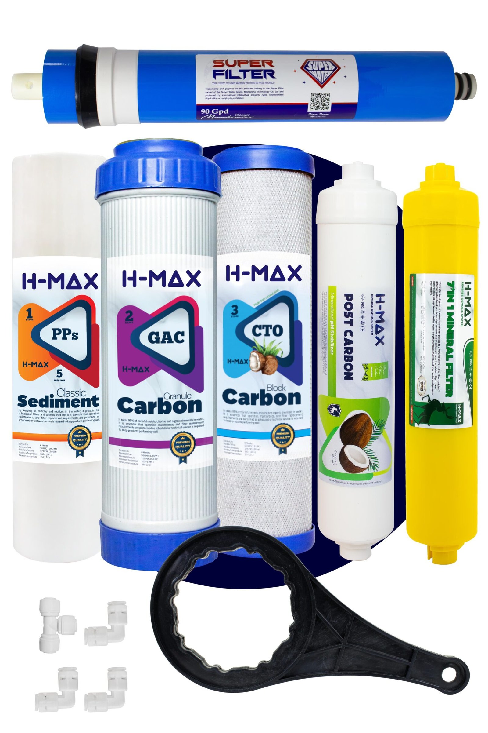 h-max-90-gpd-super-membranli-acik-kasa-8f0b-f H-max 90 GPD Süper Membranlı Açık Kasa Su Arıtma Çift Karbonlu 6'lı Filtre Seti - 0040 - Görsel 1