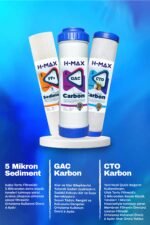 H-max Açık Kasa  Çift Karbonlu Su Arıtma 4'lü Filtre Seti - 0034 - Görsel 2
