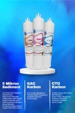 Üstten Giriş ve Çıkışlı, Çift Çubuklu Su Arıtma Cihazı Filtresi 80 Gpd HMAX Membranlı 6'lı Filtre Seti - Görsel 3