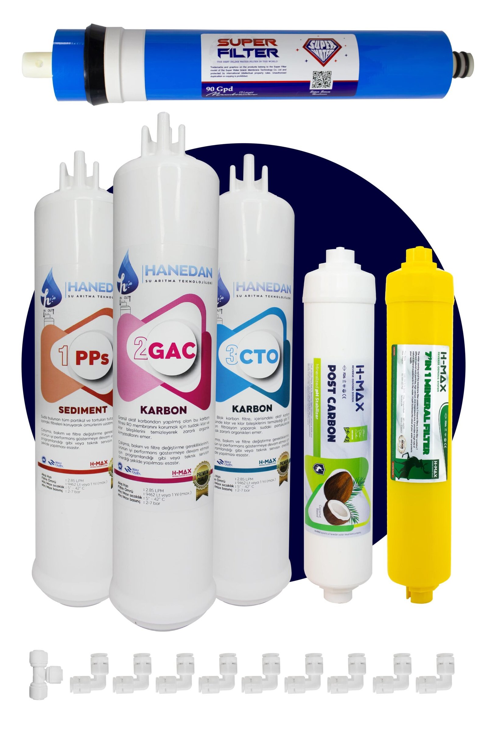 ustten-giris-ve-cikisli-cift-cubuklu-s-4d92b- Üstten Giriş ve Çıkışlı, Çift Çubuklu Su Arıtma Cihazı Filtresi 90 Gpd Süper Sarım Membranlı 6'lı Filtre Seti - Görsel 1